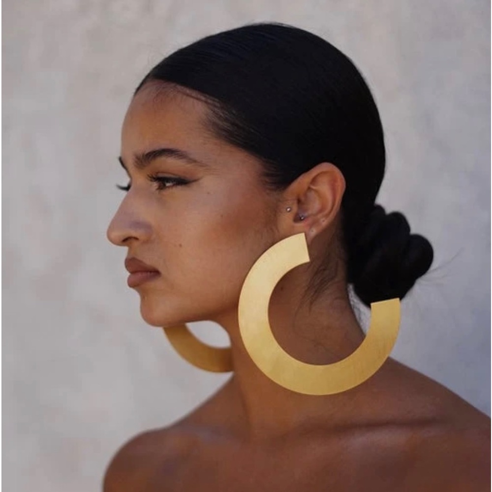 Mirror geometric acrylic oversize gold earrings